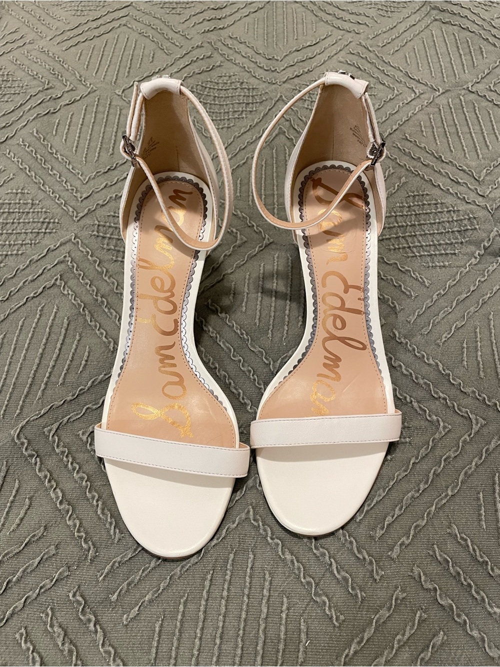 Sam Edelman White Open-Toe Ankle-Strap Stiletto Heels